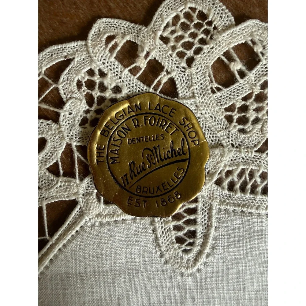 Vintage Belgian Lace Linen Set Of 6 Doilies Romantic Wedding Collectible